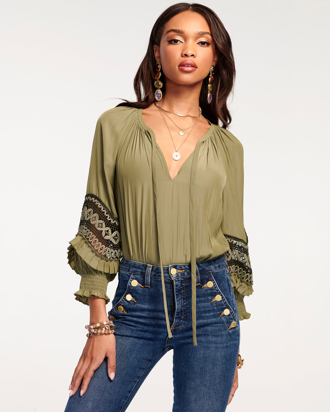 Embellished Randi Puff Sleeve Top